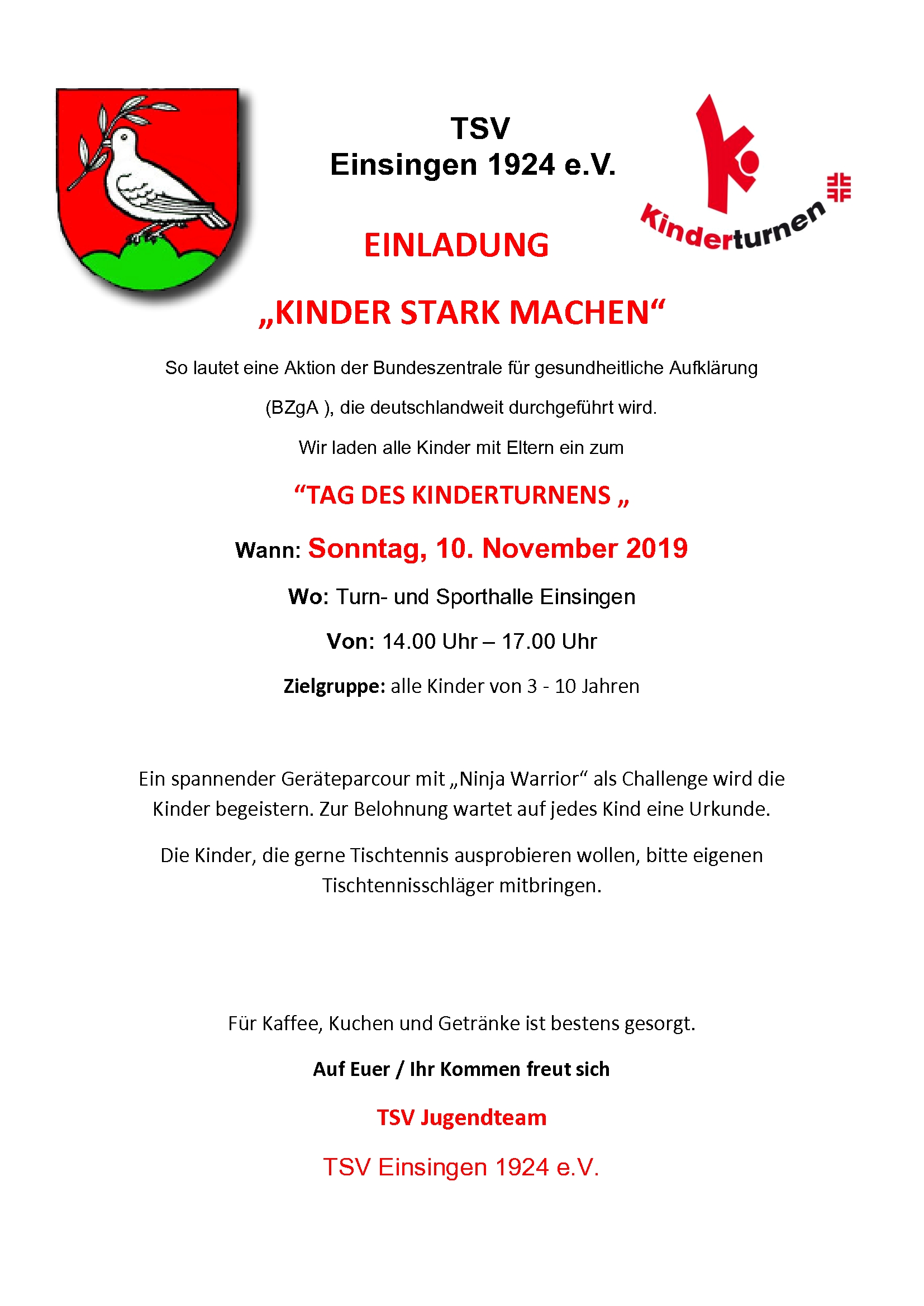 Einladung TSV Kindersporttag