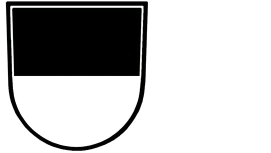 Wappen, das aus einer oberen schwarzen Fläche und aus einer unteren weißen Fläche besteht.